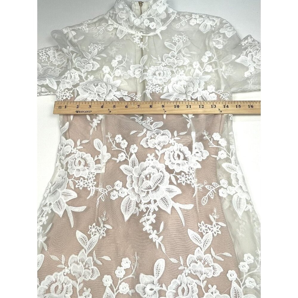 MY BANDAGE DRESS Womens MEDIUM White Lace Nude Lined Kali DRESS Prom Wedding EUC - Picture 5 of 10